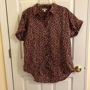 Good Threads Button Down Short Sleeve Shirt. Size Large. Floral.